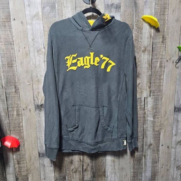 American Eagle Vintage Y2K Grey Fleece Patch Sweatshirt - Picture 1 of 8
